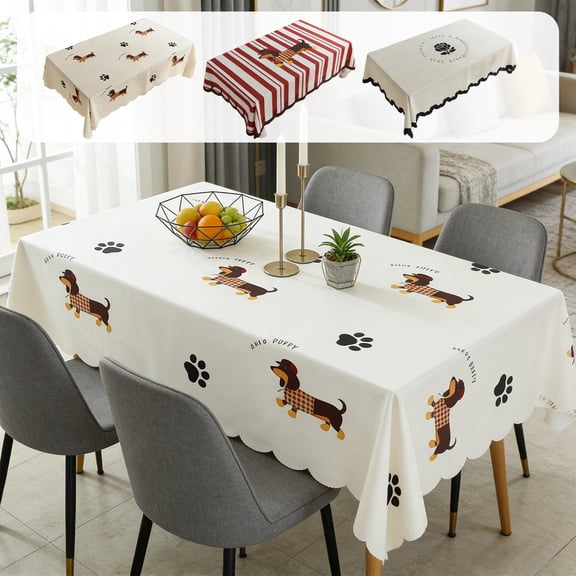 Fwttom Tablecloths Rectangular, Table Cloth Rectangle Table Cover, Cute Printed Spring Tablecloth for Restaurant & Home Dining Party Decor, Pink
