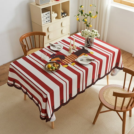 Fwttom Tablecloths Rectangular, Table Cloth Rectangle Table Cover, Cute Printed Spring Tablecloth for Restaurant & Home Dining Party Decor, Red