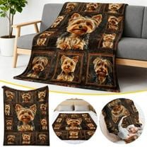 Fwttom Throw Blanket for Couch, Cute Blankets And Throws with Yorkshire Terrier Pattern, Flannel Blankets for Beds Home Decor Office Sofa Napping Camping