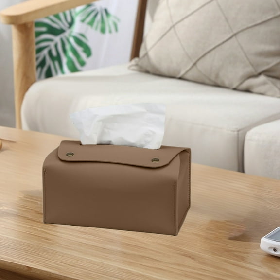 Fwttom Tissues Boxes, Matt Leather Facial Tissues Boxes Household Spring Tissue Box Cover for Office Living Room Bedroom Corner Cabinet Napkin Box