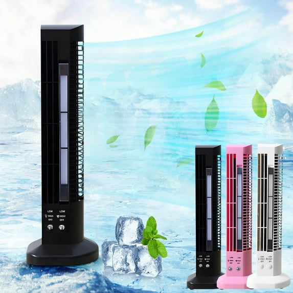 Fwttom Tower Fan - Quiet Desk Fan Adjustable Wind Speed, Bladeless Mini Fan Portable Personal Fan, Fans That Blow Cold Air, Fan for Bedroom Office, Kitchen, 11.8"