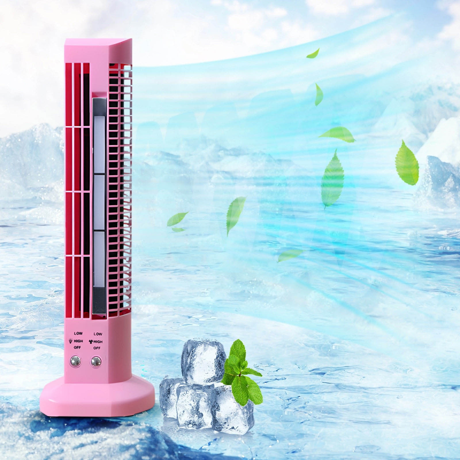 Fwttom Tower Fan - Quiet Desk Fan Bladeless Standing Fan, 2 Speed ...
