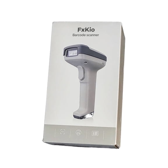 FxKio Barcode scanner,  Automatic Omnidirectional Desktop Barcode Scanner, Hands-Free USB Wired QR Barcode Reader, White