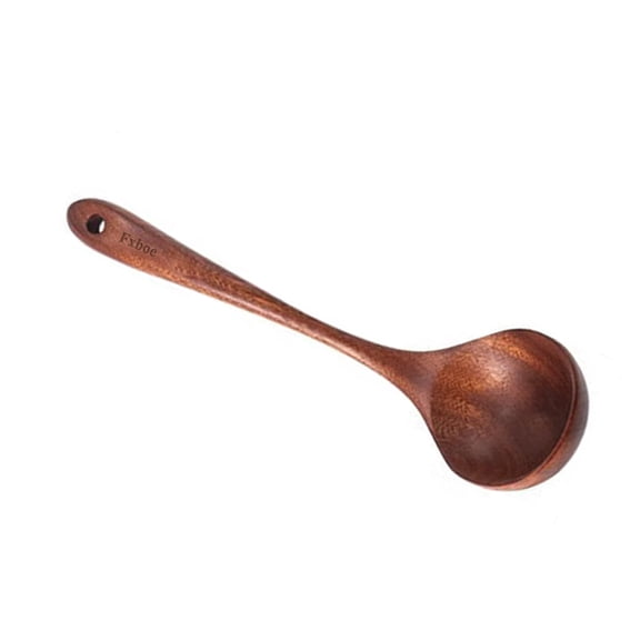 Fxboe Wooden cooking spoons, Soup Spoon Ladle Teak Wooden Serving Spoon, 12.4 Handle