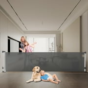 Fxcoia Retractable Baby Gate 71"Wide×38"Tall,Safety Mesh Dog Gates for Doorways & Stairs,Gray
