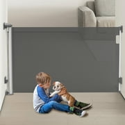 Fxcoia Retractable Gate,Safety Baby Gates Mesh Dog Gates for Doorways & Stairs 55" Wide 38" Tall Gray