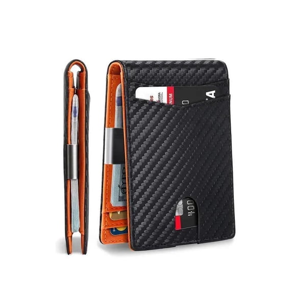Fyd Slim Wallets for Men - Leather Money Clip Mens Wallet - RFID Blocking Front Pocket Bifold Wallet - Thin Credit Card Holder with RFID Anti-Theft Security