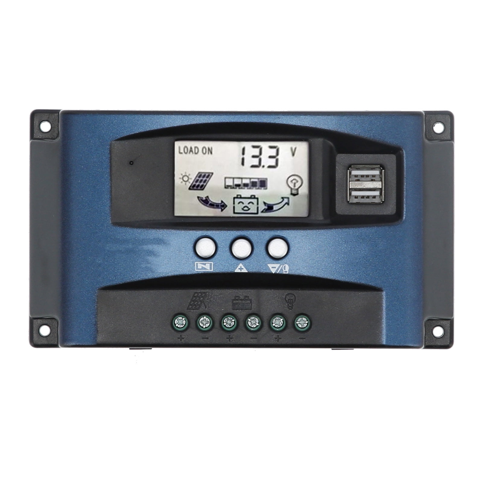 Fyearfly Controlador de Carga Solar, 12V-24V 30A Controlador de Carga Solar MPPT Pantalla LCD Regulador de Control de Descarga