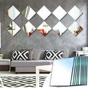 Fyeme 10Pcs Mirror Sheets Self Adhesive Non Glass Mirror 12 x 12 Inch Ultra-thin Flexible Mirror Sheets DIY Tiles Mirror Stickers Wall Decor Mirror for Home Bedroom Closet Bathroom
