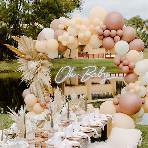 Fyeme 116pcs Rose Gold Balloons Arch and Garland Kit Nude Color,Rose Gold and White Balloons for Birthday Wedding Baby Shower Party Decorations Supplies