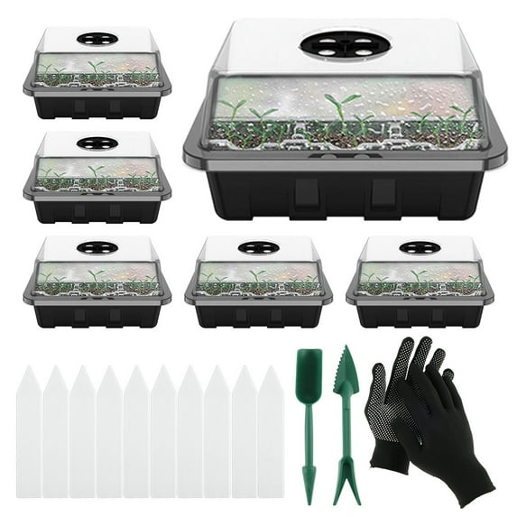 Fyeme 12 Cells Seedling Starter Tray Seed Germination Garden Flower Plant Pots Nursery Grow Box