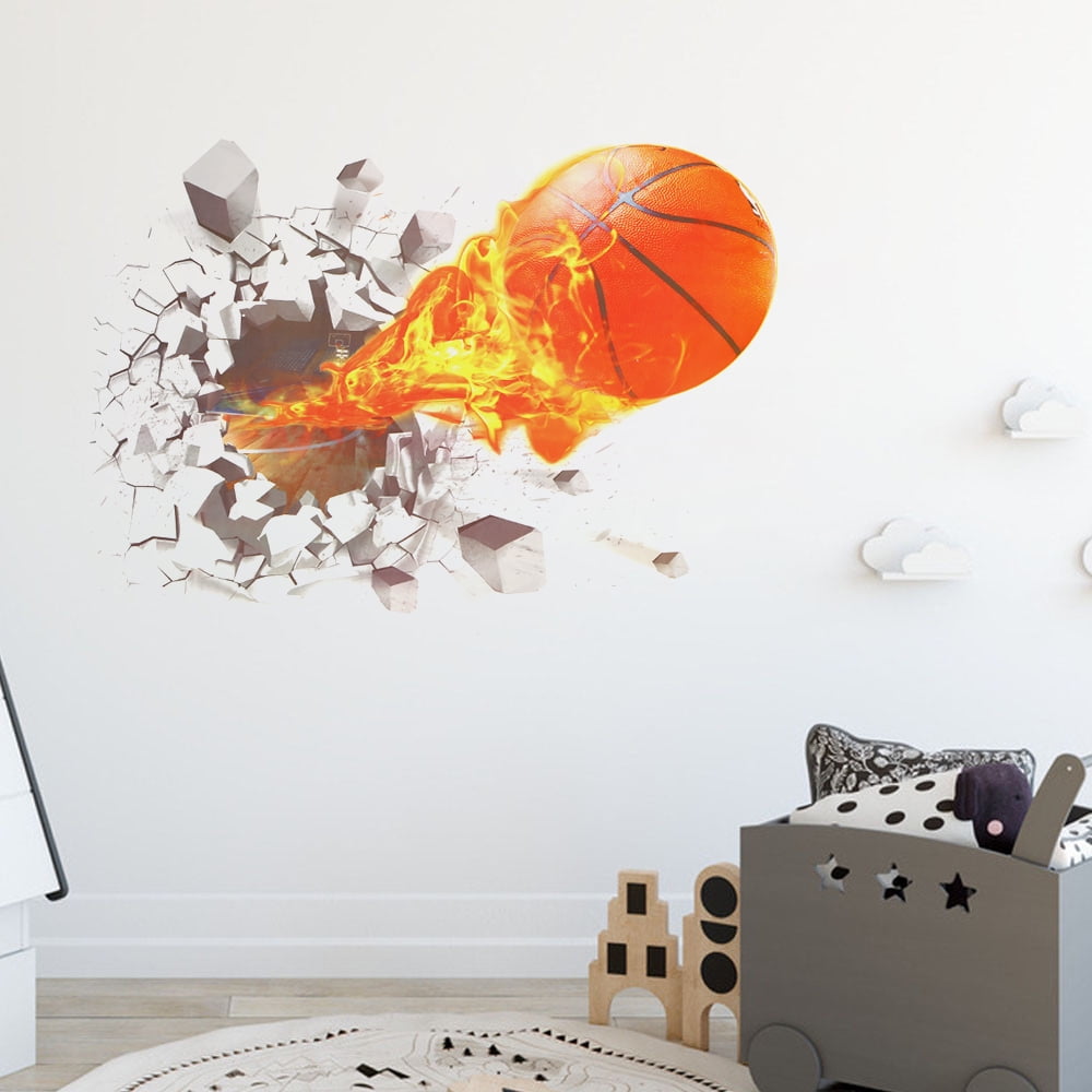 Large Basketball Wall Decal 34x35 Inch – 3D Self-Adhesive Sticker For Boys Bedroom & Sports Room - View #7