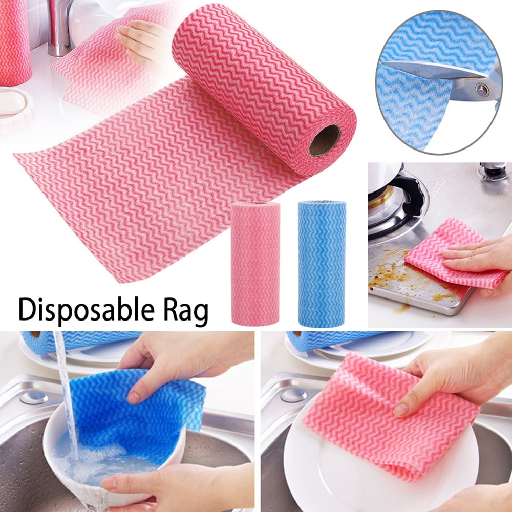 1 Roll Non Woven Cleaning Cloth Kitchen Dish Towel Bowl Disposable Cloth 4 Color Walmart