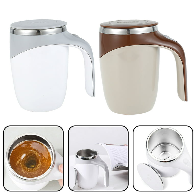Fyeme Automatic Mixing Cup,Self Stirring Mug Auto Self Mixing Stainless Steel Cup for Coffee,Tea,Hot Chocolate and Milk Mug, Brown