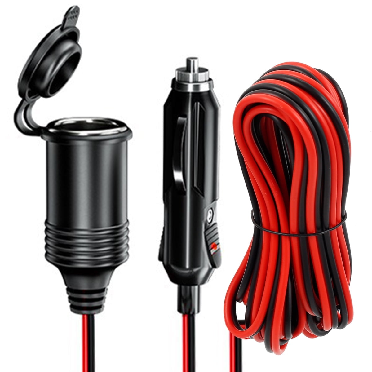 car cigarette lighter extension cable Fyeme Car Extension Cable Cigarette Lighter Extension Cord Plug Extension  Cord with Cigarette Lighter Plug Socket, 4m Cable for Car Tire Inflator
