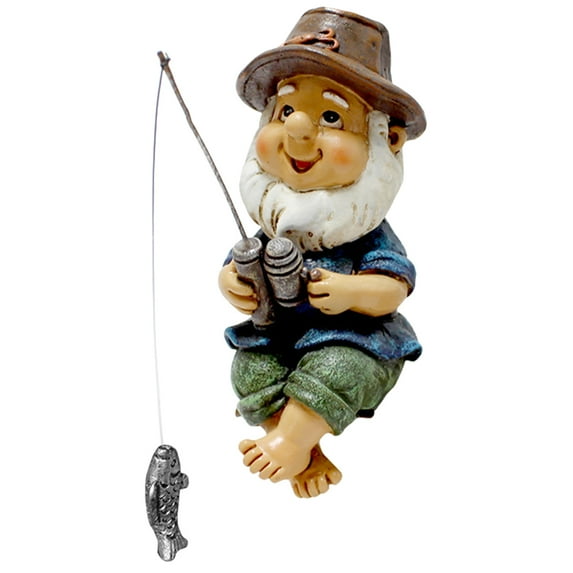 Fyeme Fishing Garden Statue Naughty Garden Figurine Sculpture Resin Ornament for Lawn Yard Balcony Porch Patio Home Indoor Outdoor Decorations