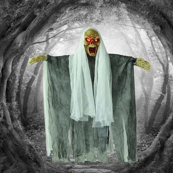 Fyeme Halloween props bar decoration horror pendant electric voice control iron chain small hanging ghost toy