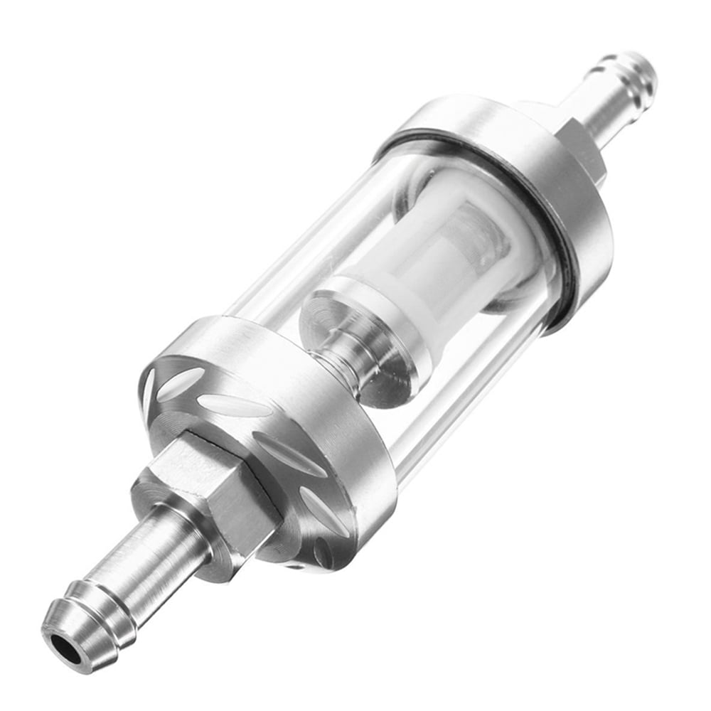 Fyeme Inline Fuel Filter, Chrome Fuel Filter, Aluminum Metal Fuel