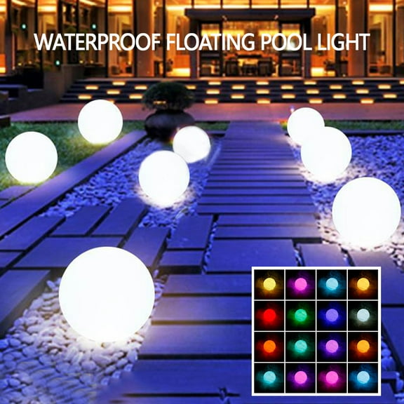 Fyeme LED Mood Lamp Ball Light,Floating Pool Light Dimmable16 Colors Glow Balls,for Kids,Waterproof Bath Toy Christmas Decor for Pool,Pond,Yard