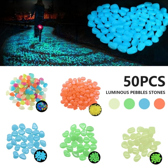 Fyeme Luminous Pebbles Stones 50PC Dark Growing Garden Pebbles for Family Outdoor Walkway Terrace Lawn Garden Yard Fish Tank Decor