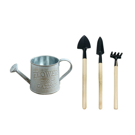 Fyeme Vintage Metal Iron Barrel Retro Flower Pot Bucket Desktop Decoration Watering Can Gardening Plant Pot Home Ornaments Iron Vat