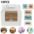 thumbnail image 1 of Fyeme Windowed Cupcake Boxes Cake Boxes Muffin Cake Box with Display Window and Carry Handle Paper Cupcake Carrier Party Birthday Supplies, 1 of 8