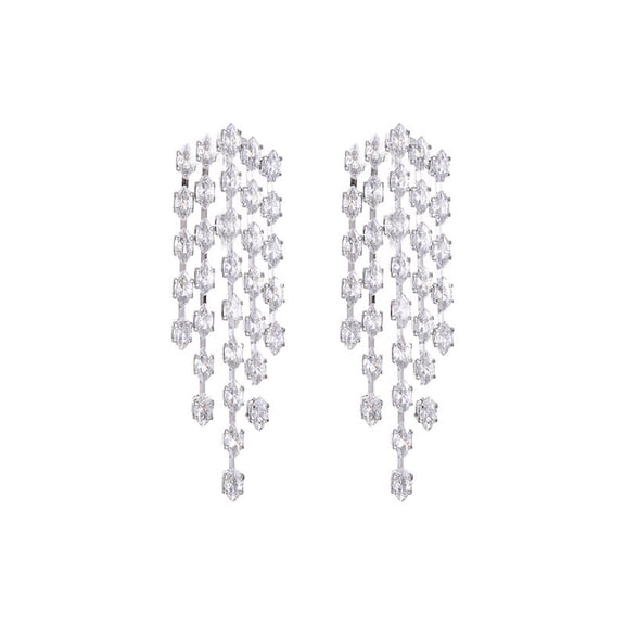 Fykuq Colorful Cubic Zirconia Chandelier Tassel Stud Drop Dangle Earrings