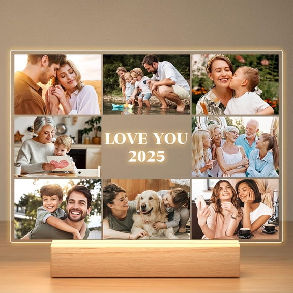 Fykuq Custom Picture Frames with Photo, Customized Photo Frame with Night Light, Personalized Birthday Gifts for Women Men