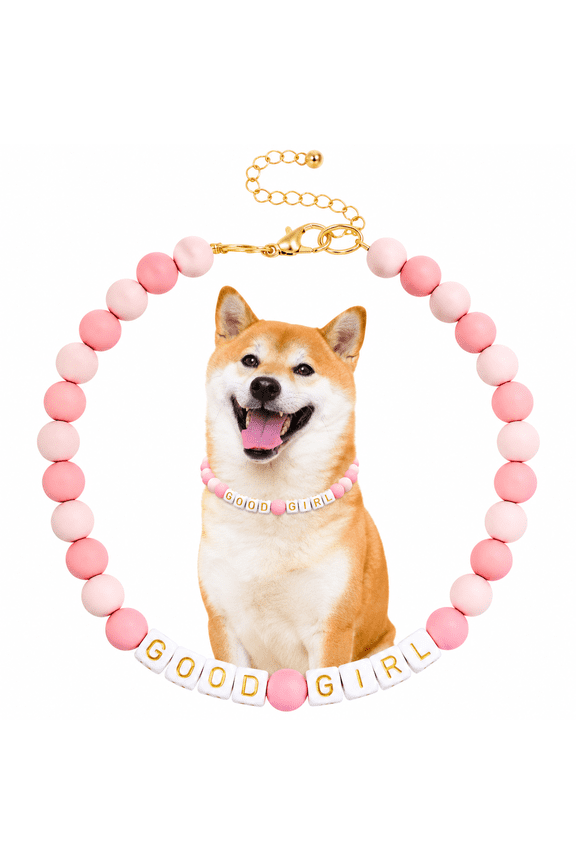 Good Girl Pink Beaded Pet Necklace, Adjustable Letter Bead Collar Jewelry, Cute Puppy Kitten Fashion Accessory, Pet Gift