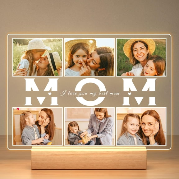 Fykuq Personalized Gifts for Mom, Custom Picture Frames with Photo, Personalized Photo Frame with Night Light, Customized Picture Frame