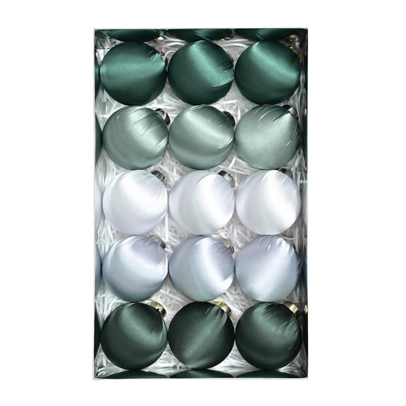 Fymall 15pcs Satin Fabric Christmas Ball Ornament Gift Box, 3.2 Inch Shatterproof Hanging Decor Balls
