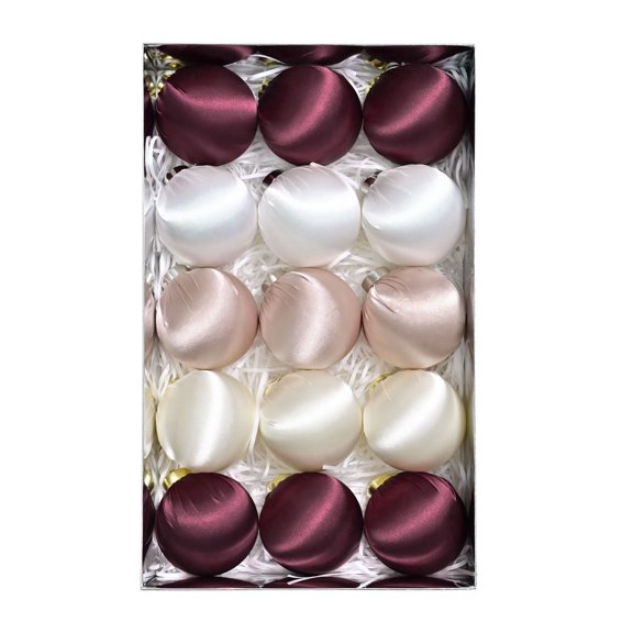 Fymall 15pcs Satin Fabric Christmas Ball Ornament Gift Box, 3.2 Inch Shatterproof Hanging Decor Balls