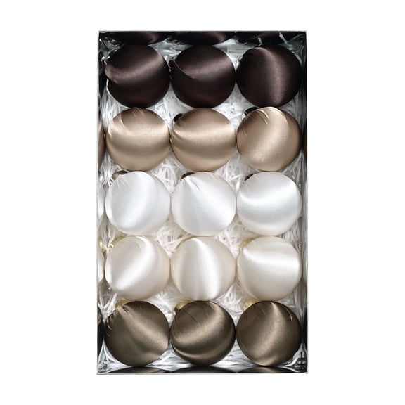Fymall 15pcs Satin Fabric Christmas Ball Ornament Gift Box, 3.2 Inch Shatterproof Hanging Decor Balls