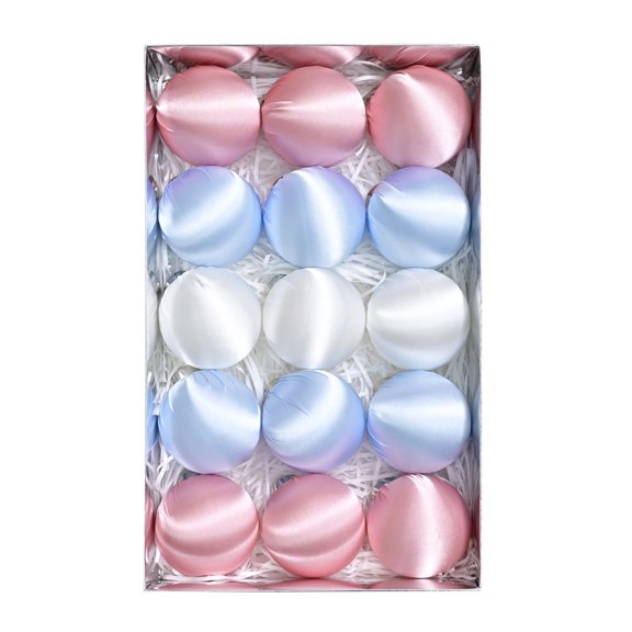 Fymall 15pcs Satin Fabric Christmas Ball Ornament Gift Box, 3.2 Inch Shatterproof Hanging Decor Balls