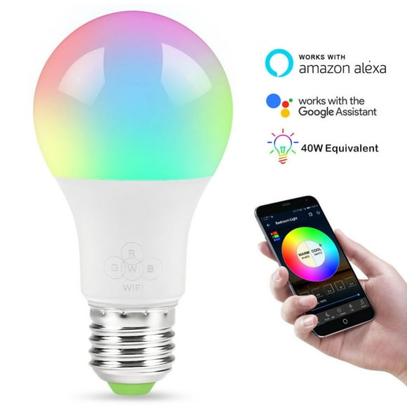 Fymall 1pc Smart WiFi LED Light Bulb Multi-Color Dimmable APP Remote Control Home Night lamp, Work with Alexa & Google Assistant