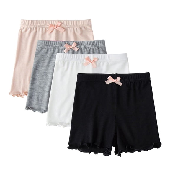 Fymall 4-pack Girls Bike Shorts Summer Breathable Under Dress Dance Shorts Ruffled Shorts for Sports