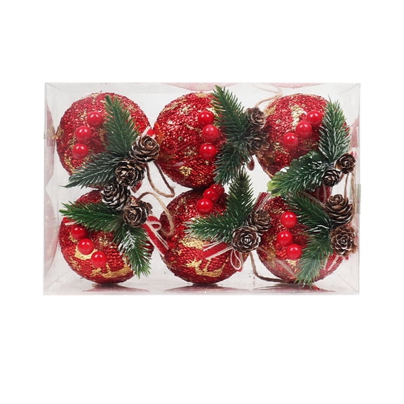 Fymall 6pcs Plaid Christmas Ball Ornaments 3.14 Inch Shatterproof Hanging Baubles for Xmas Tree Holiday Party Home Decor