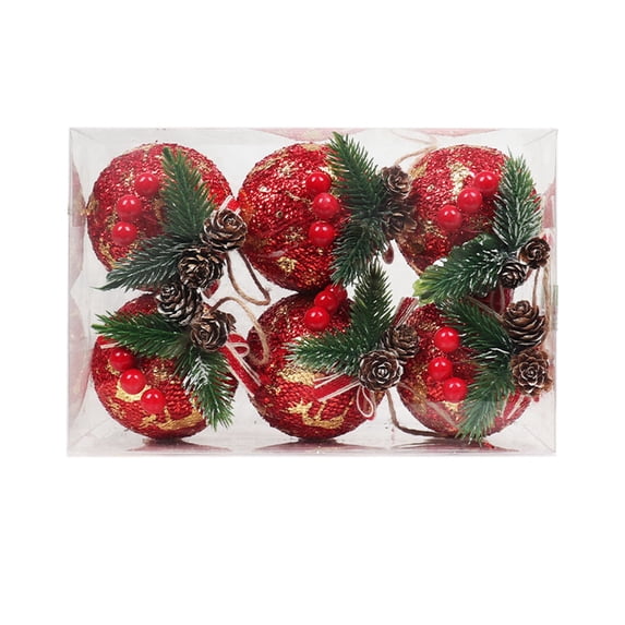 Fymall 6pcs Plaid Christmas Ball Ornaments 3.14 Inch Shatterproof Hanging Baubles for Xmas Tree Holiday Party Home Decor