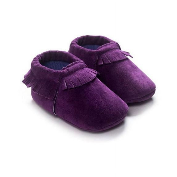 Fymall Baby Boys Girls Tassel Leather Shoes Toddler Soft Crib Shoes 0-18M