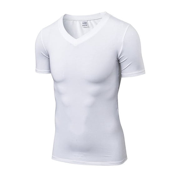 Fymall Men's Sport Compression Casual Quick-Dry Fitness Workout Tight Short Sleeve Sportwear Tops T-shirt