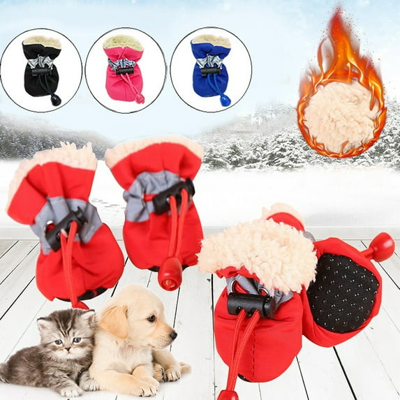 Fymall Pet Dog Winter Warm Soft Cashmere Anti-skid Rain Shoes