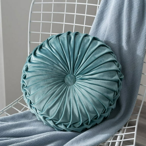 Fymall Velvet Pleated Round Throw Pillow Cushion for Home Sofa Chair Bed Car Decor