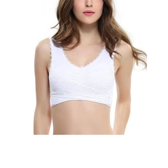Fymall Women's Lace Adjustable Front Cross Bra Vest Wireless Push Up Bra