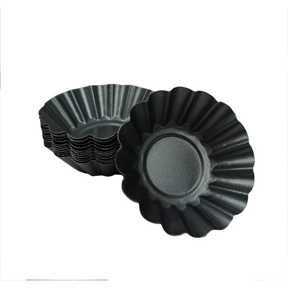 Fymlhomi 12 Packs Min Egg Tart Pan, Non-stick Carbon Steel Egg Tart Molds,Tartlet Tins,Mini Pie Mould, Muffin Cupcake Pudding Baking Cup Maker - for Pies, Chinese Egg Tart, Cakes(Size 2.6"x 0.9")