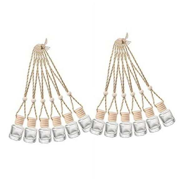 Fymlhomi 12pcs Hanging Pendant Car Ornament Perfume Aroma Decorations B Aromatherapy Diffuser Transparent Bottle Empty Bottles Oil Glass Decorative Diffusers Containers Ml Oils Refillable
