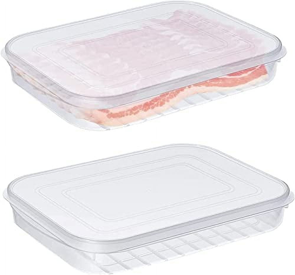 Fymlhomi 2 Pack Bacon Keeper, Bacon Storage Containers, Lunch Meat