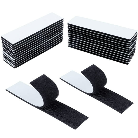 Fymlhomi 24 Pack Hook and Loop Tape, 1" x 4" Heavy Duty Double-Sided Adhesive Tape , Removeable and Reusable Mounting Tape for Home, Office, Classroom, Car or Industrial DIY Use
