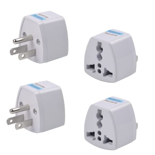 Fymlhomi 4 Packs Universal Travel Plug Adapter, UK to US Plug Adapters