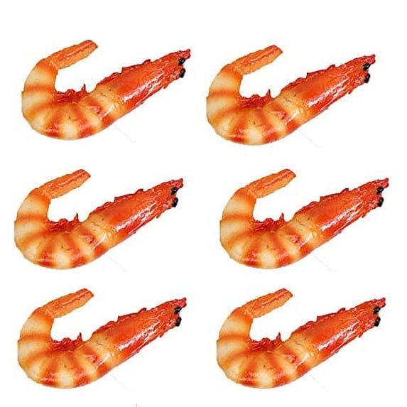 Fymlhomi 6PCS Cooked Shrimp Artificial Simulated Food Model Lifelike Fake Play Food Home Kitchen Party Decoration Store Market Display Photography Props
