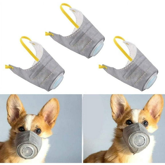 Fymlhomi Adjustable Dog Respirator Muzzle, 3 PCS Breathable Dog Protective Muzzle for Small to Large Dogs Filter Air Pollutants Pet Respirator Muzzle-S